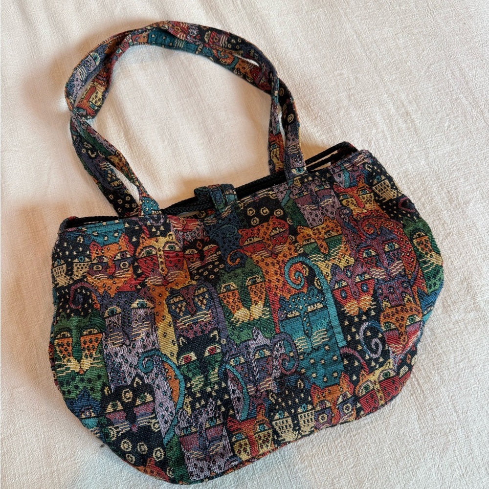 Tapestry Multi-Color Cat Pattern Tote Bag